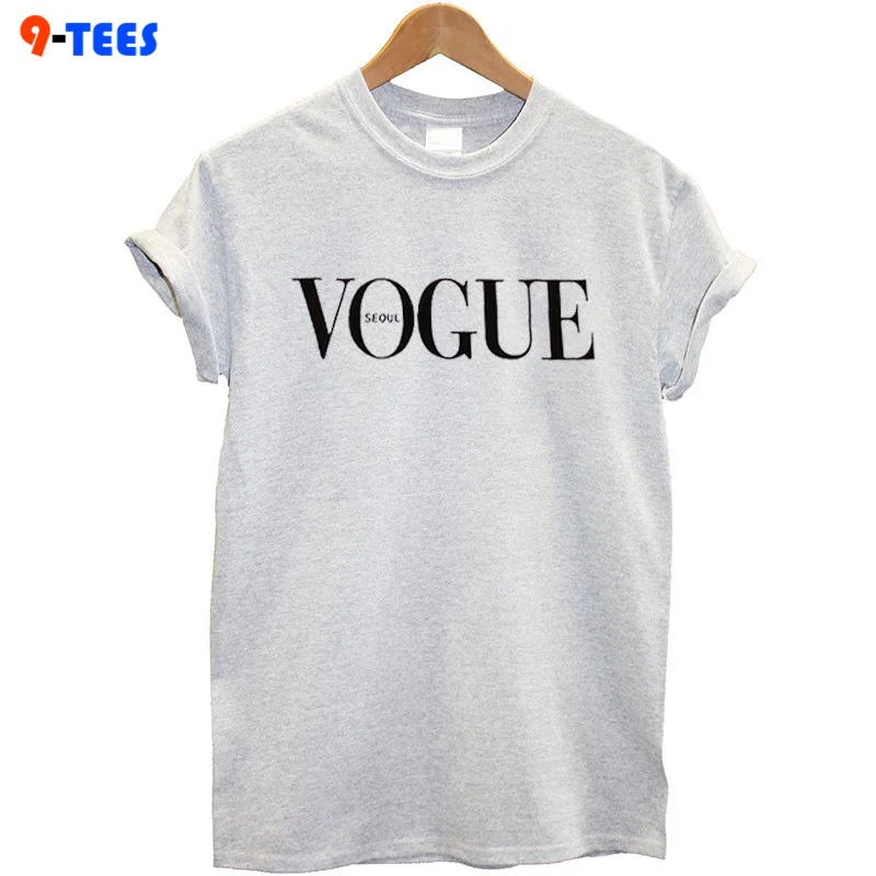 2018 Новая летняя футболка Для женщин VOGUE Высокое качество Мода Письмо печати