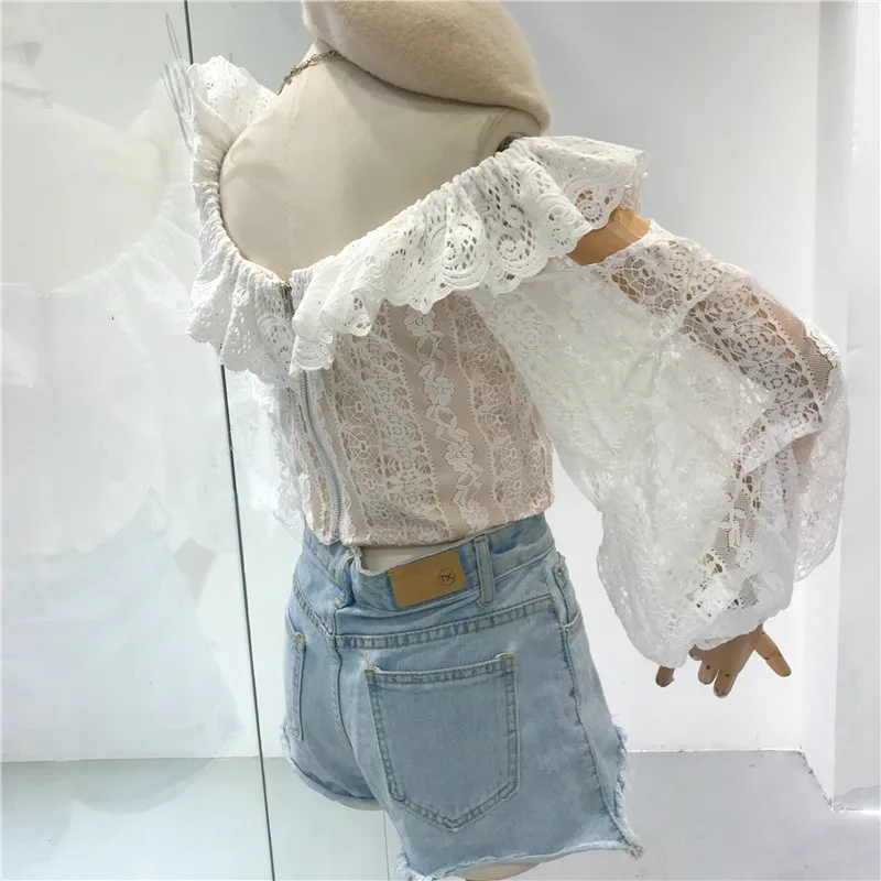 WENYIN 2018 Autumn Fashion Streetwear Sexy Slash neck Hollow Out Shoulder Ruffles Lace Blouse Women blusas Shirt Tops WY-506 |