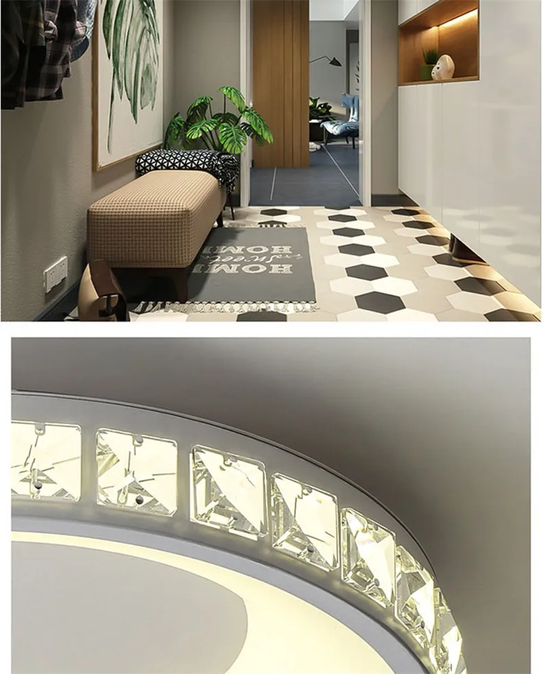 Круглый 360/450mm Crystal Современные светодиодные люстры-украшения plafonnier Led Потолочная хрустальная люстра для гостиной Спальня лампа