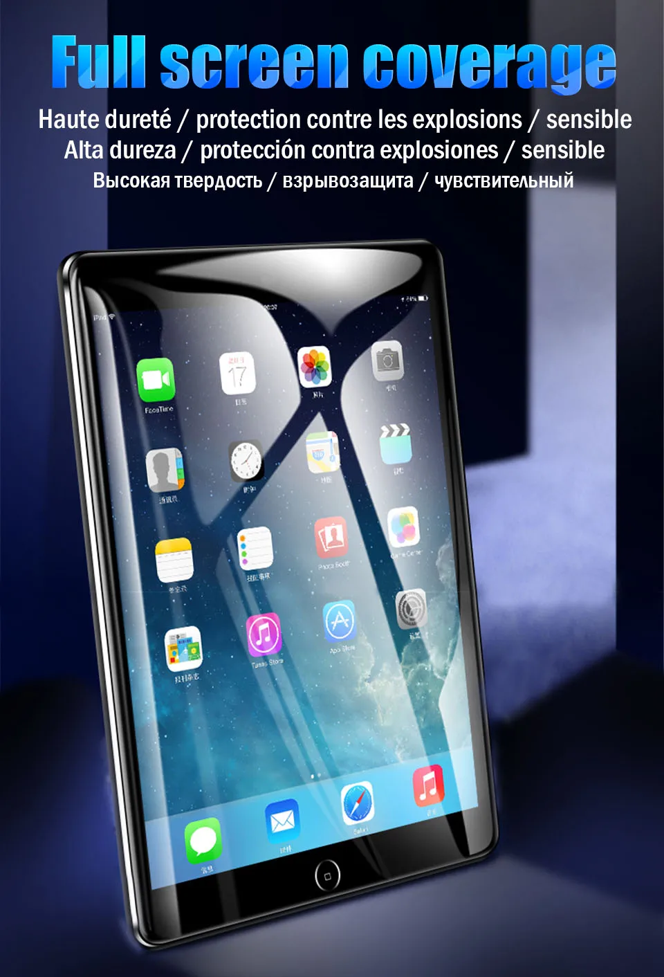 Полное покрытие из закаленного стекла для Apple iPad Air 1 2 Pro Защитное стекло для iPad 5 6 mini 1 2 3 4 прозрачная защитная пленка