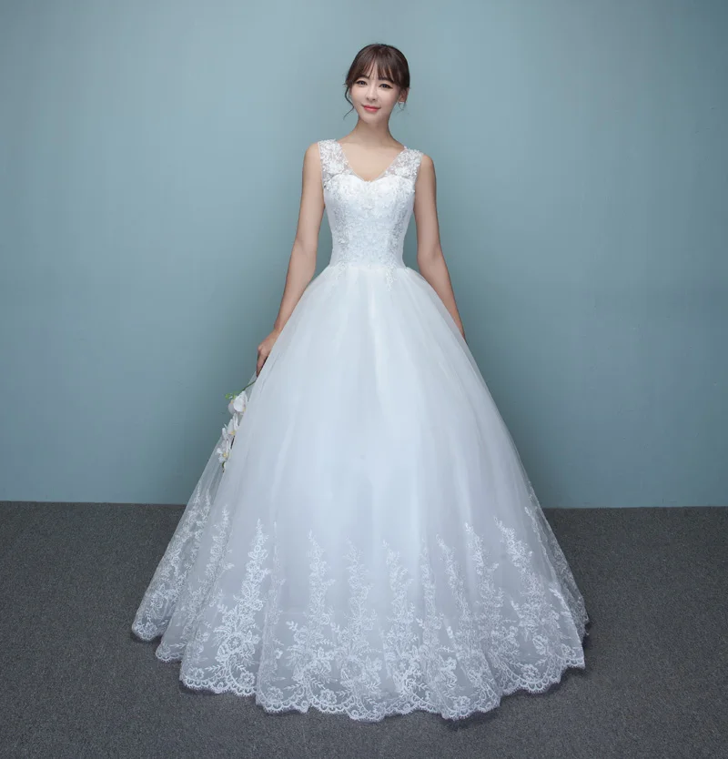 Fansmile Vestidos de Noivas платье с жемчужинами свадебное платье плюс размер белые принцесса подвенечные Свадебные платья FSM-648F