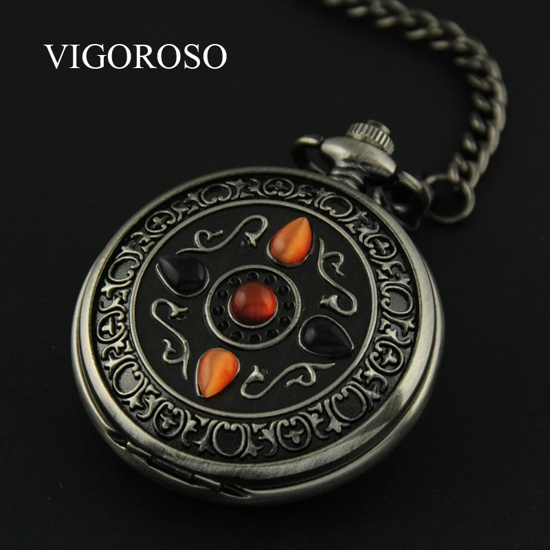 Часы скелетоны с красным камнем для мужчин черные стальные Механические