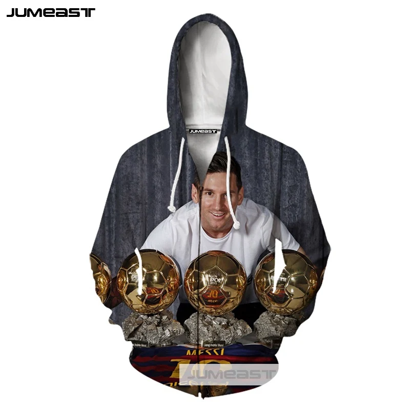Jumeast/брендовая толстовка с 3D принтом Лионель Месси для мужчин и женщин на молнии