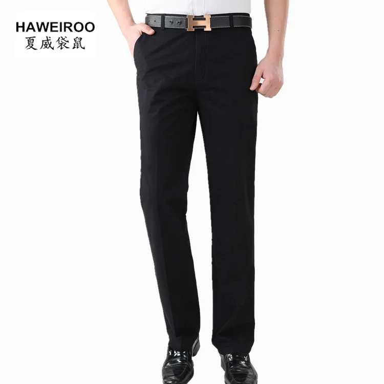 2017 мужские брюки среднего возраста повседневные прямые свободные хлопковые с