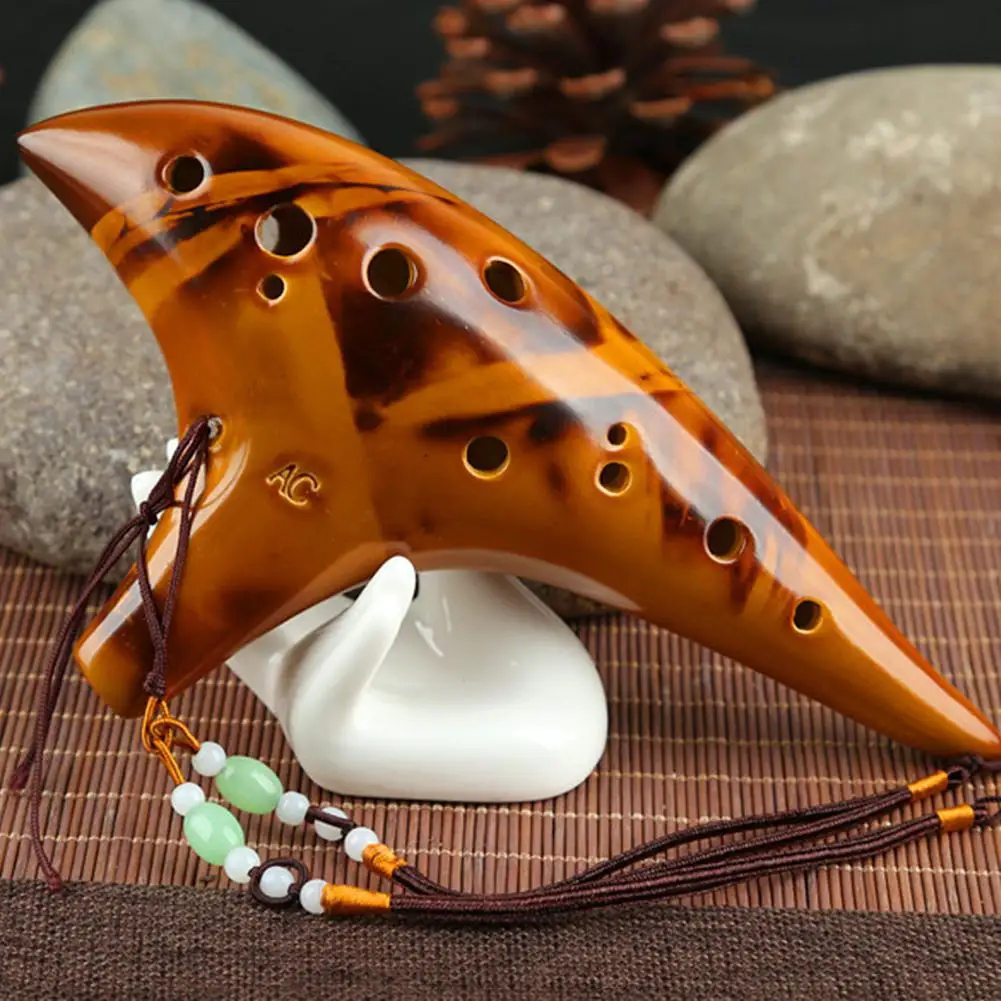 Ocarina Alto C керамический с 12 отверстиями традиционный Копченый музыкальный