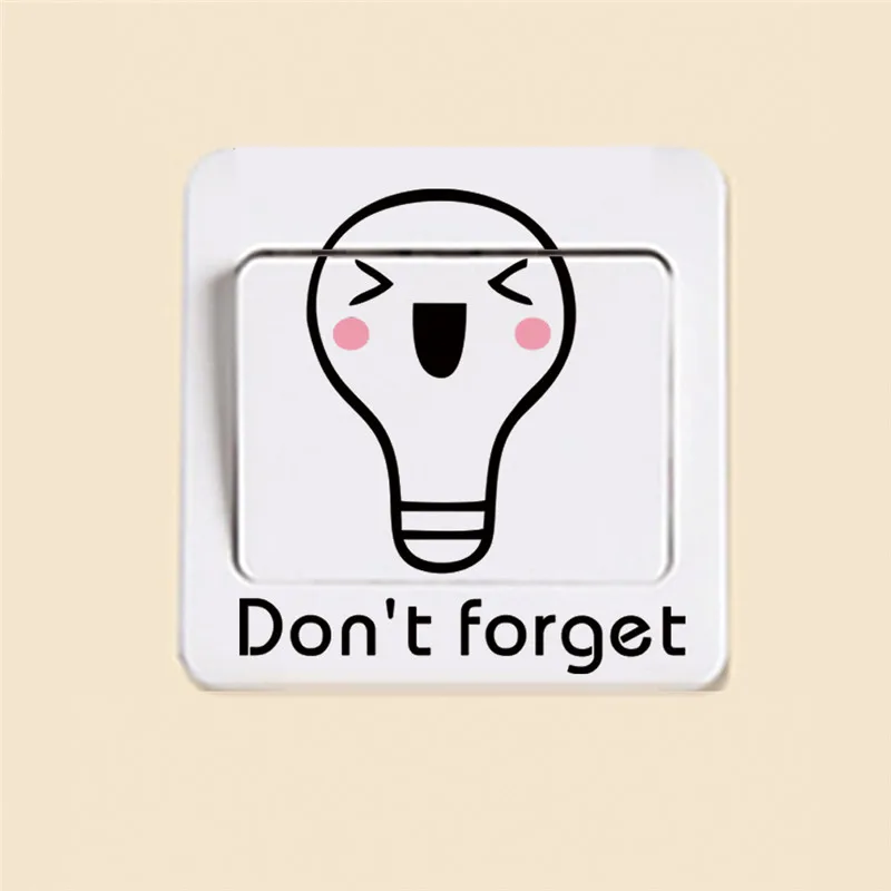 Наклейки с милым смайликом наклейки выключателем лампы черные напоминанием для