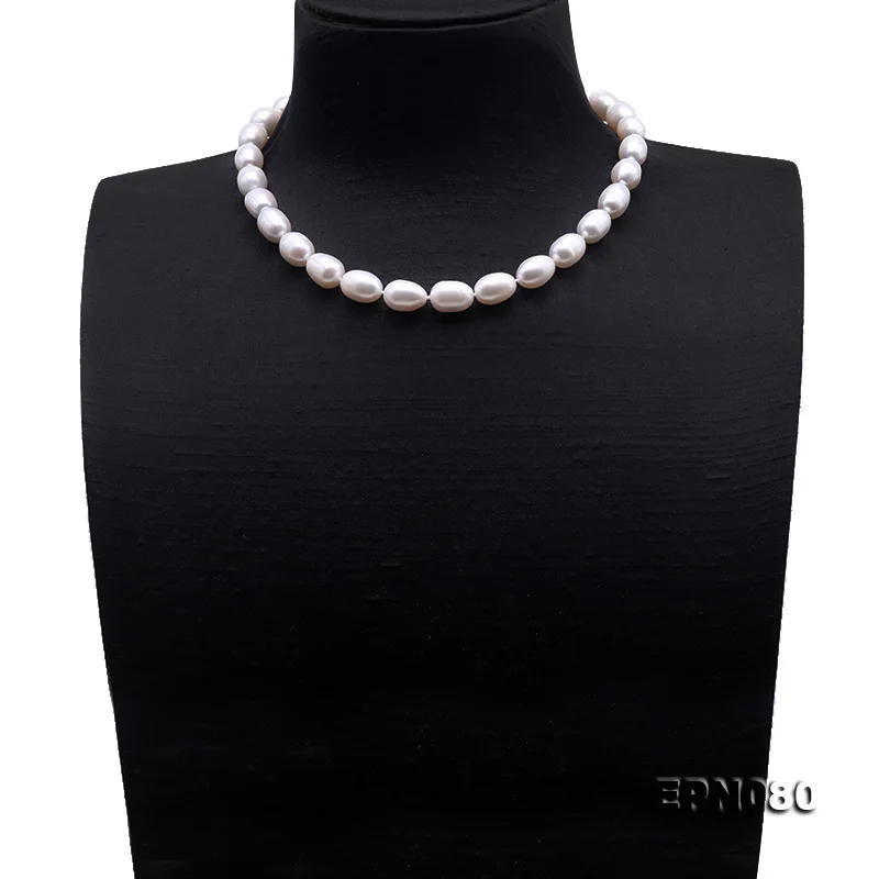 

JYX Elegant Pearl Necklace Set AA+ Quality 9-10mm White Oval Cultured Freshwater Pearl Necklace Bracelet and Earrings Set women