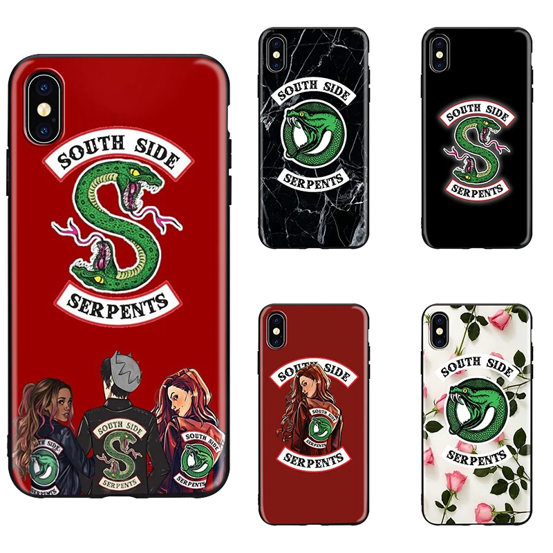 &quotSouth Side serpents&quot черный мягкий чехол для телефона из ТПУ iPhone X XS XR Макс 5 5S SE 8 plus 7 6s