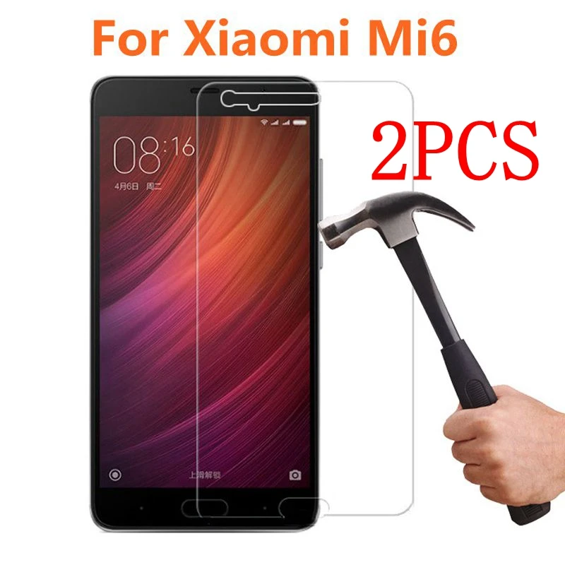 2 шт закаленное стекло для Xiaomi Mi6 защита экрана защитное Mi 6 стекло|Защитные стёкла