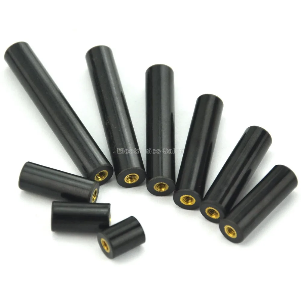 

( 100 pcs/lot ) 35mm Black Bakelite Insert Brass M3 Thread Insulated Female Standoff Spacer