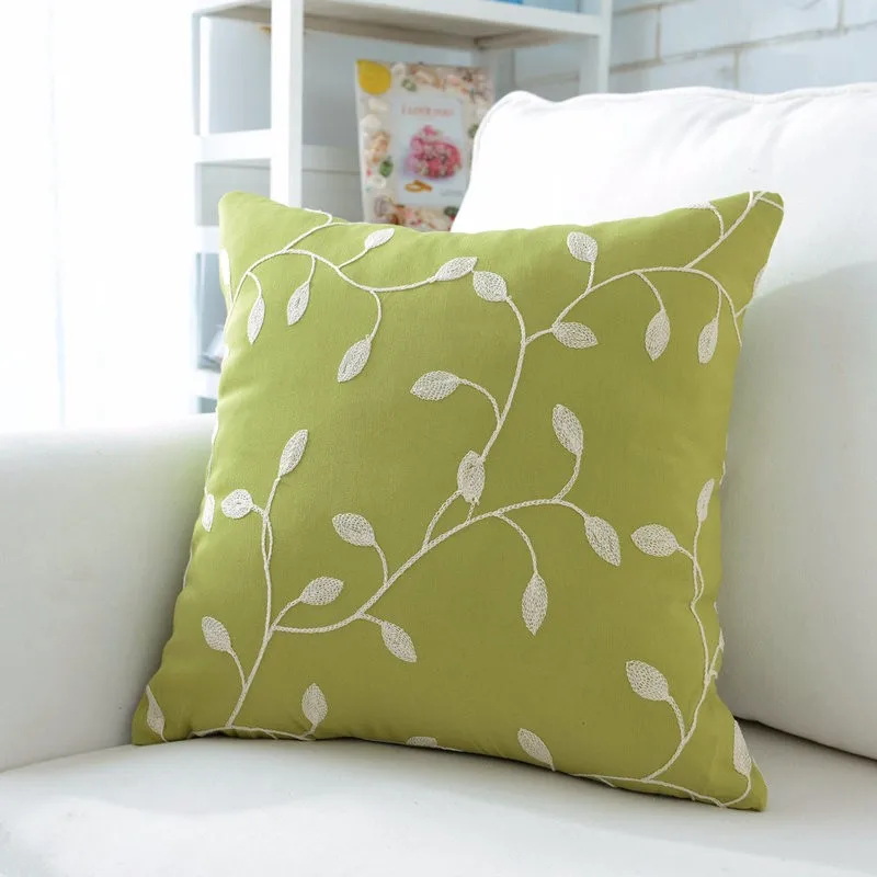Свежая вышитая льняная диванная Подушка для домашнего интерьера Дерево