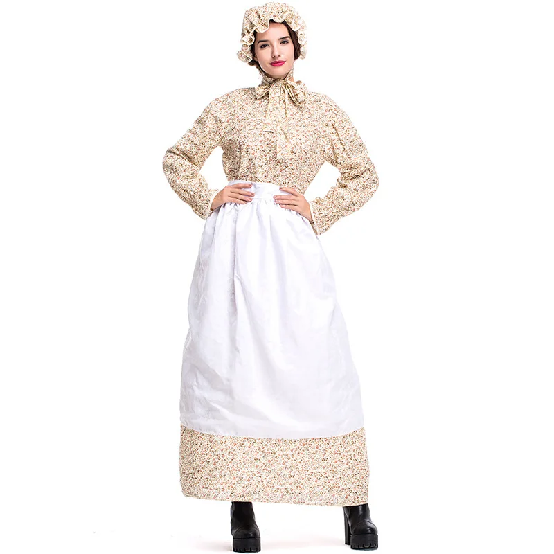 Adult Women Fairy Tale Cartoon Big Bad Wolf Auntie Costume Caretake Keeper Granny Grandma Cosplay Gown Dress Outfit For Ladies