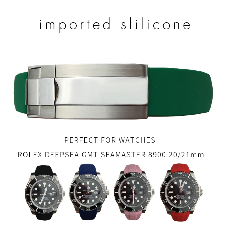 

20mm 21mm Rubber Silicone Watch Strap Combination Buckle Watchband for Role Daytona Submariner DEEPSEA GMT SEAMARSTER 8900 Watch
