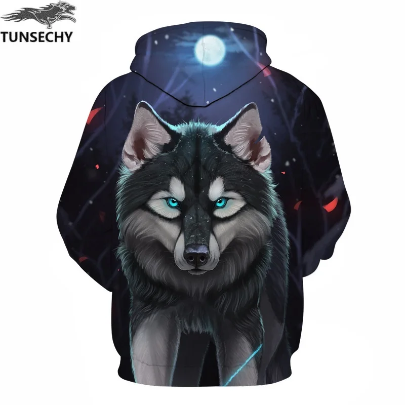 Бренд TUNSECHY новые Кофты мужские/женские Толстовки с капюшоном 3D принт в виде волка