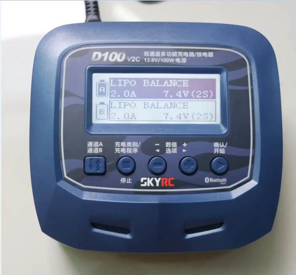 Skyrc D100 V2C зарядное устройство двухканальный AC/DC LiPo 1-6s 2x100 Вт двойной с Bluetooth баланс зарядное устройство разряда для Lipo литий-ионный аккумулятор