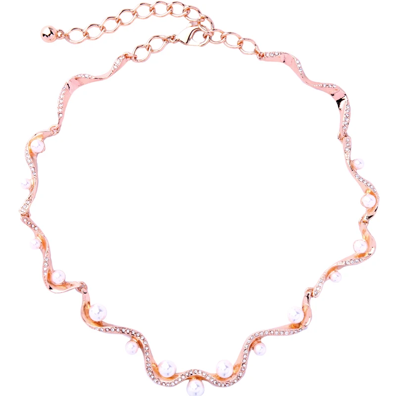 Banquet Luxury Accessories Crystal Simulated Pearl Snake Chain Necklace VN683 | Украшения и аксессуары