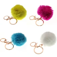 16 colors trinket artificial fur ball keychain pompom fur keychains on the bag cute fluffy faux pompon pendant accessories 3 8cm