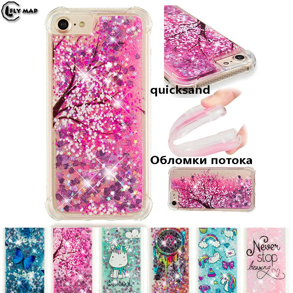 Glitter Stars Phone Cover for Apple iPhone 7 A1778 A1779 Dynamic Liquid Debris Quicksand Back Case 8 A1905 A1906 |