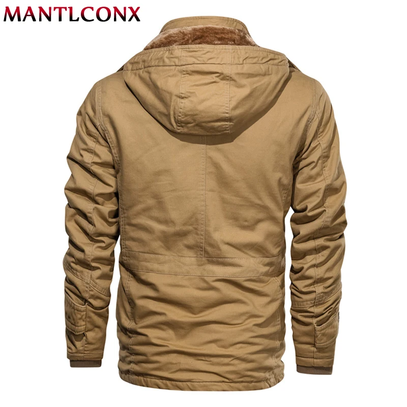 MANTLCONX, Толстая Теплая мужская парка, зимняя флисовая куртка с несколькими карманами, повседневная тактическая армейская куртка, Военная Мужская Утепленная куртка с капюшоном