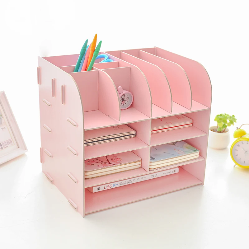 

Creative storage box zakka diy wooden shelf file office accessories bookshelf desk orgainzer