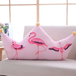 Pink Фламинго изображение Корона Форма Подушка Мягкие животные Подушка Розовые Желтые шарики декоративные с принтом короны плюшевые подушки диван подушка на стул 80 см - Цвет: Pink