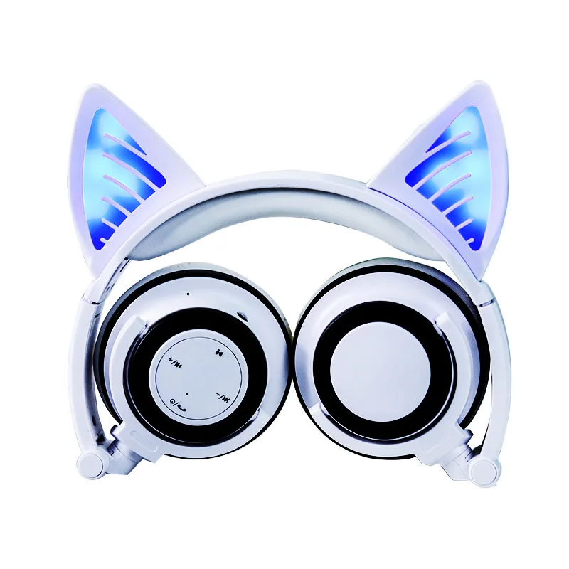 New Cute Glowing Cat Ear Wireless Headphones Noise Cancelling Bluetooth Headset with Microphone for Mobile phone | Электроника