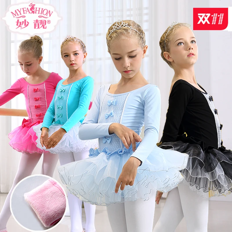 Танцевальный костюм для девочек детское балетное платье с длинными рукавами
