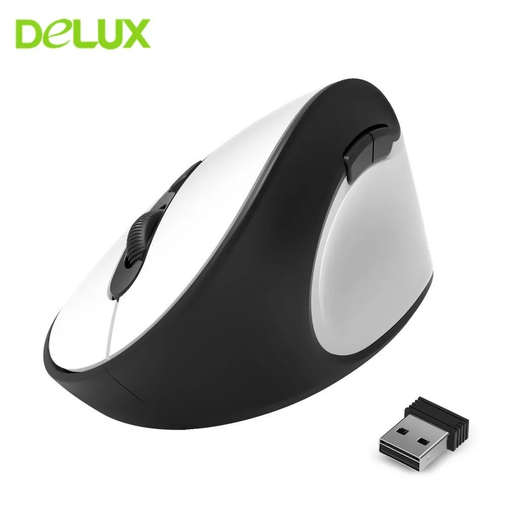 Delux M618SE 2,4G Беспроводная белая мышь 6 кнопок эргономичная Вертикальная оптическая офисная USB мышь для windows 2000/XP/Vista/7/8/10 - Цвет: white wireless mouse