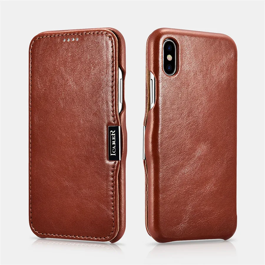 Чехол iCarer из натуральной кожи с откидной крышкой винтажная серия для iPhone 11 PRO MAX X XS