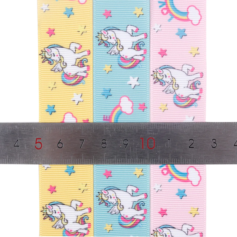 5 ярдов 1 &quot25 мм Grosgrain ленты мультфильм рог лошадь Сделай Сам Девушки Hairbow