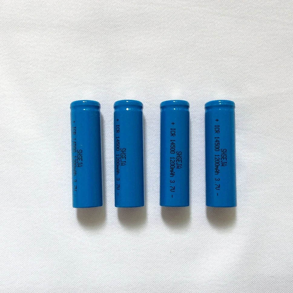 

Real power 4PCS AA SHSEJA ICR14500 14500 1200mAh 3.7v rechargeable li ion Batteries led flashlight Flat Top Battery