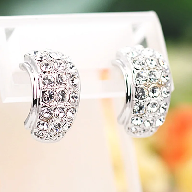 Трендовые ювелирные изделия серьги клипсы с австрийским хрусталем украшения в