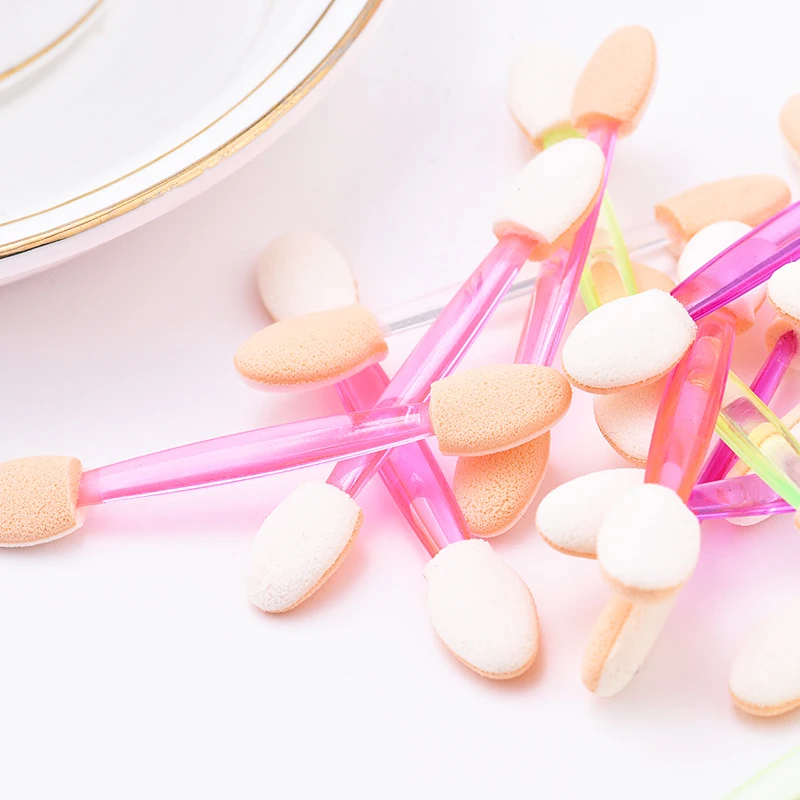 50 шт./лот многоцветные одноразовые двухконцевые губки аппликатор для макияжа