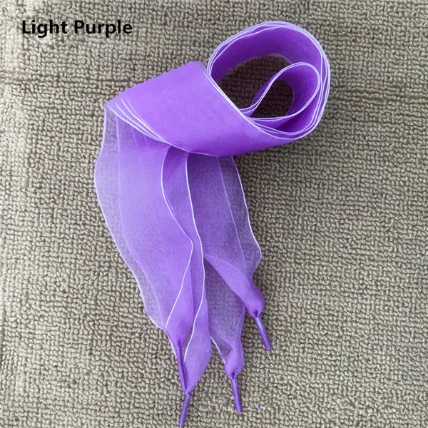 Light Purple 4 см широкие шнурки из органзы, прозрачные шифоновые кружевные плоские шелковые шнурки с большим бантом, широкие шнурки для спорта и отдыха - Цвет: Light Purple