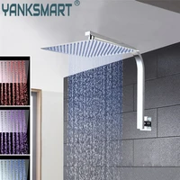 yanksmart shower 3 colors led luxury square rain 8 shower head wall mounted shower set rainfall shower set