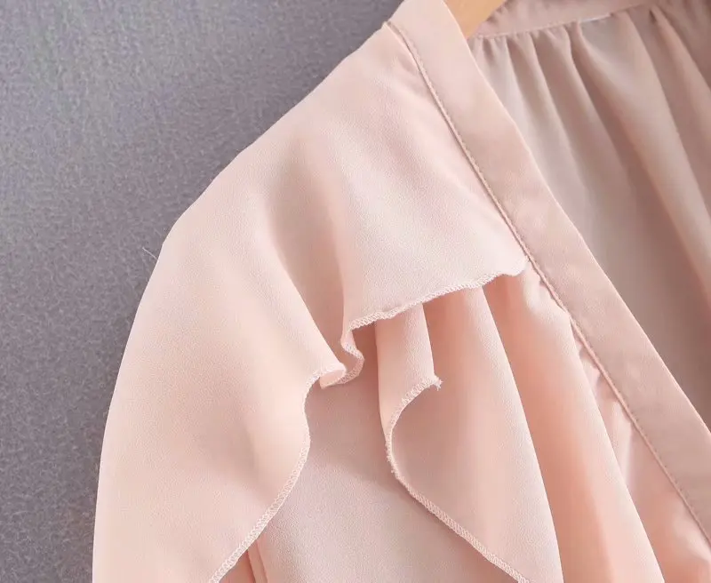Уличная одежда однотонные Блузы с оборками Blusa Xl45 2088 топ в европейском и