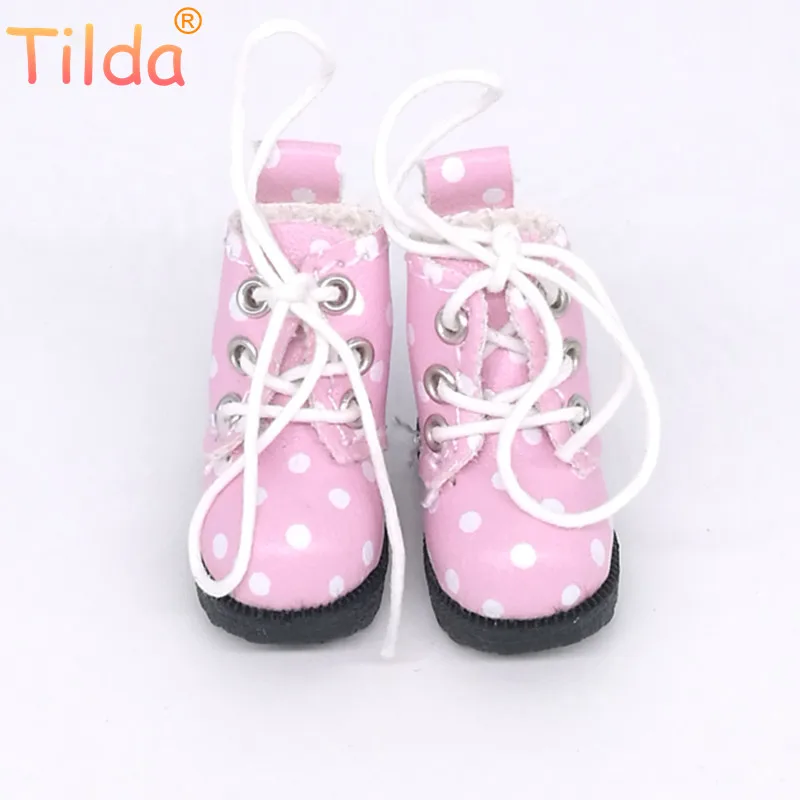 pink Тильда 3,2 см Кукла Сапоги для Blythe Кукла azone игрушка, 1/8 мини прекрасный кожаный горошек спортивная обувь для BJD куклы обувь аксессуары - Цвет: pink