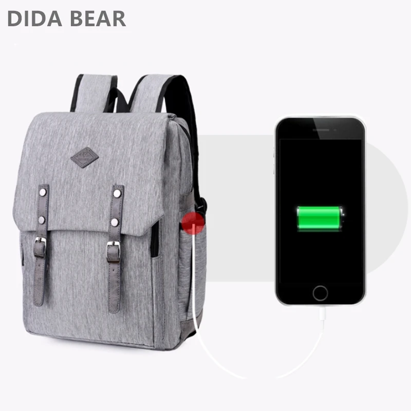 Рюкзак DIDA BEAR мужской для ноутбука 2018 дюйма водонепроницаемый с USB