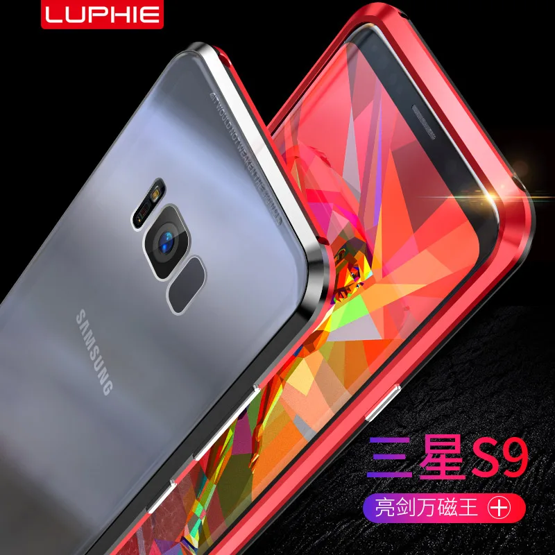 Магнитный металлический чехол LUPHIE для samsung Galaxy S9 S8 Plus Note 9, Магнитный чехол-бампер, прозрачная стеклянная крышка для samsung Note 9, чехол