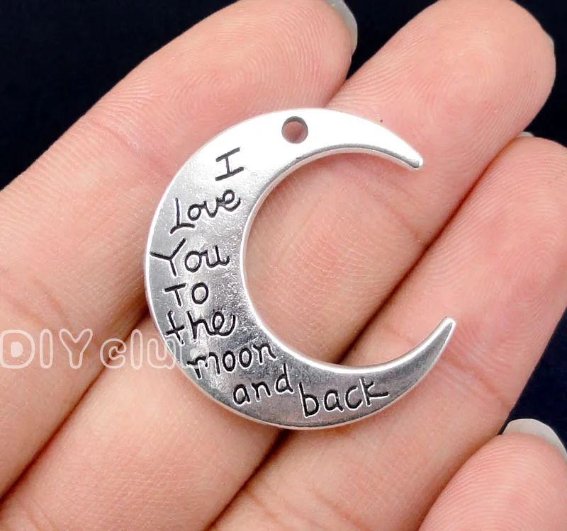20pcs Moon подвески античное серебро/бронза/золото I Love You To The And Back Charm подвеска