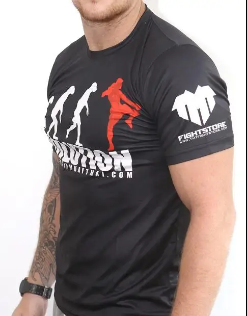 Мужская футболка с коротким рукавом Tiger MuayThai mma тренировочные топы черные/белые