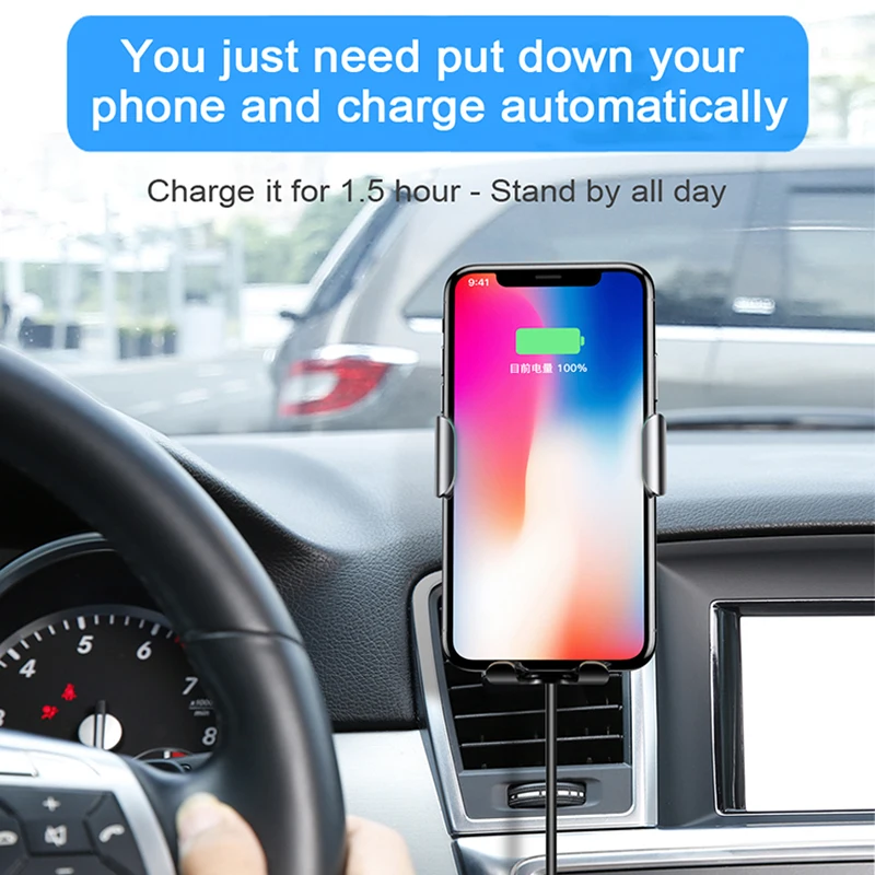Baseus 10 Вт Qi Беспроводное Автомобильное зарядное устройство для iPhone X 8 8Plus Gravity автомобильное крепление подставка автомобильный держатель для телефона быстрое зарядное устройство для samsung S9 S8