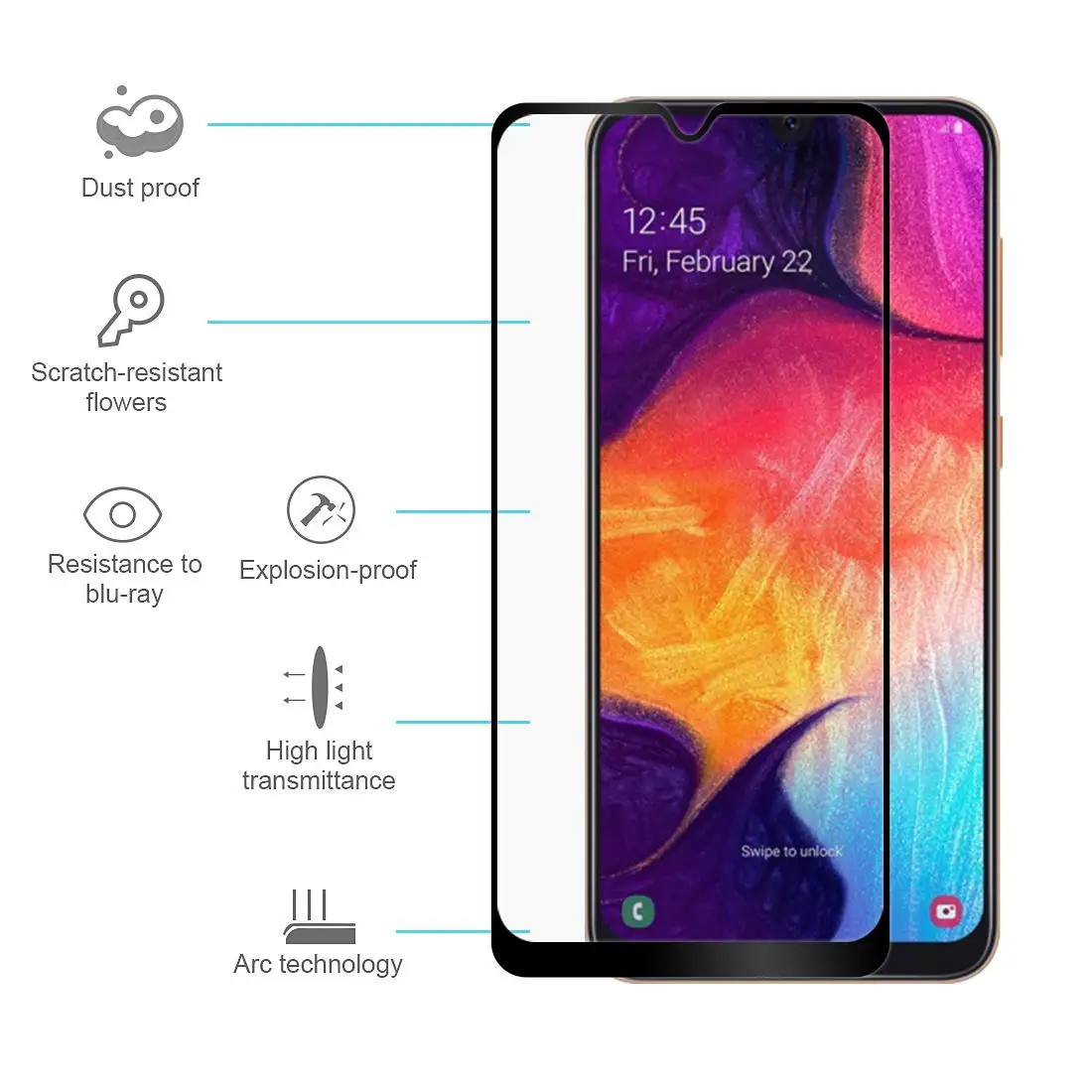 9H полное покрытие закаленное стекло для Samsung Galaxy A50 A30 A70 A40 A20 A10 Защитная