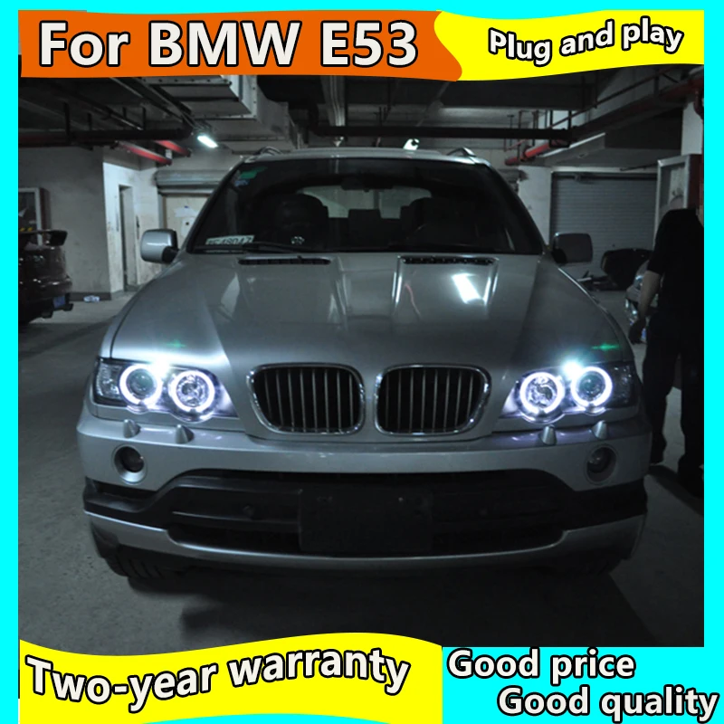 2 шт. фары для BMW X5 E53 светодиодные Angel Eyes 1998 1999 2000 2001 2002 2003 года с комплектом HID