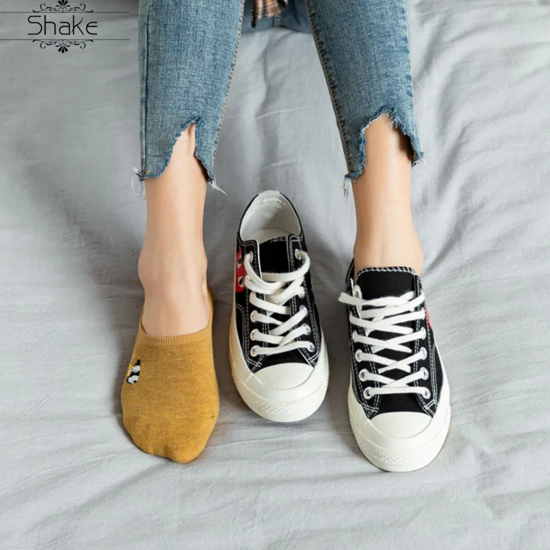 Оптовая продажа носки с вышивкой животных из мультфильма женские невидимые