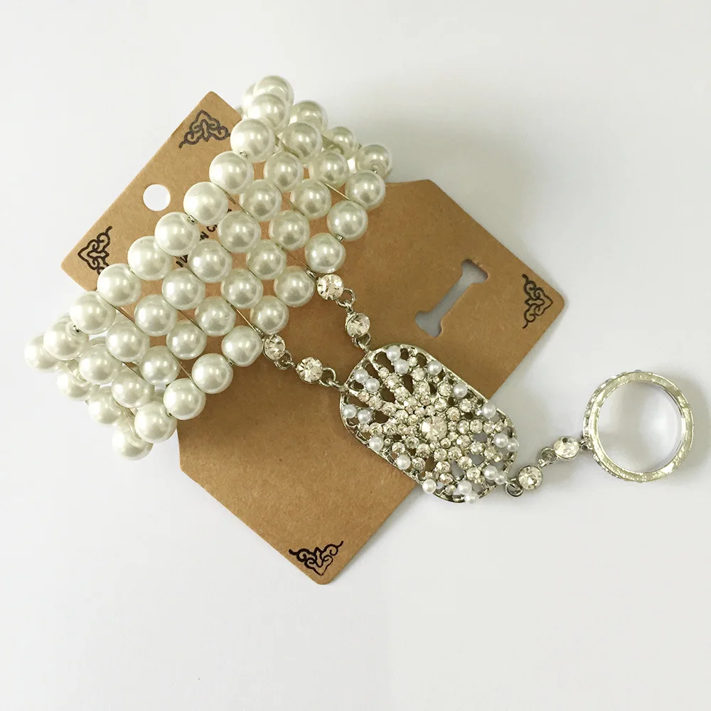 

Retail Wedding Set Bridal Great Gatsby Charleston 1920s Vintage Pearls Lace Up Pearl Crown Head Hair Jewelry Dress Band