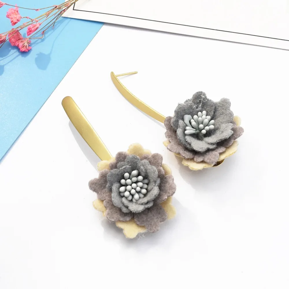 Корейские модные ювелирные изделия большие серьги в форме цветка Висячие