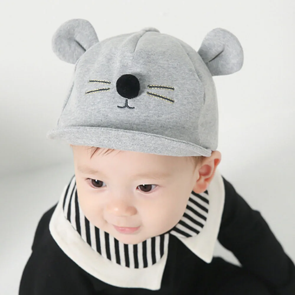 

2 Colors Little Baseball Cap Newborn Toddler Kids Baby Girl Boy Cotton Cartoon With Cat Ear Cap Sun Hat