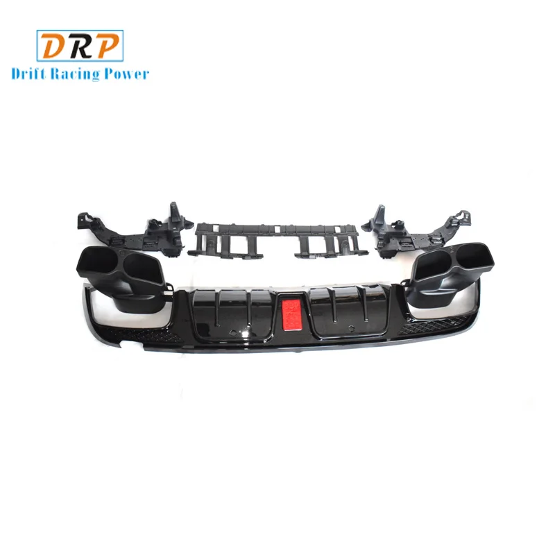 muffler and diffuser PP Автомобильный задний бампер диффузор для губ светодиодный светильник четыре двери с глушителем хвост подходит для- Benz W205 C200 C300 C43 C63 AMG - Цвет: muffler and diffuser