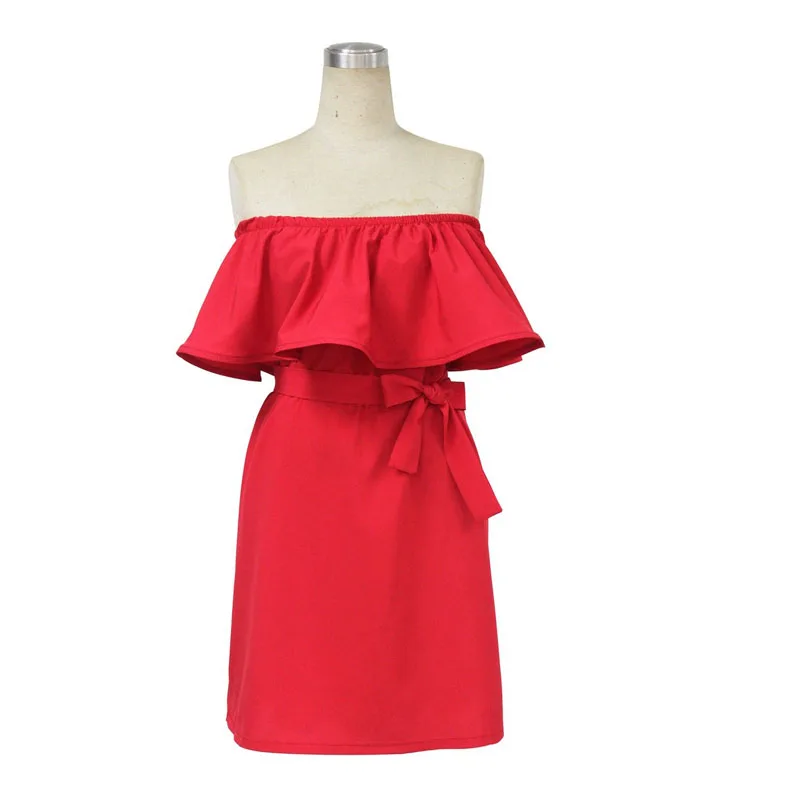 Платье женское повседневное без бретелек с вырезом лодочкой S2699|fashion women dress|women